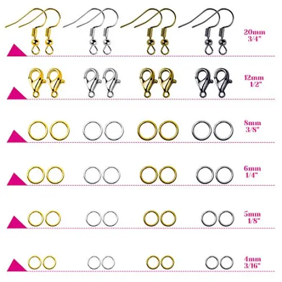 3200 Pieces Jewelry Necklace Repair Kit with Jump Rings, Clasps and Earring Hooks for Jewelry Making Supplies, Earring Making Findings and Necklace Bracelets Repair {6}