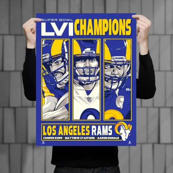 Phenom Gallery Los Angeles Rams Super Bowl LVI Champs 18" x 24" Deluxe Framed Serigraph {2}