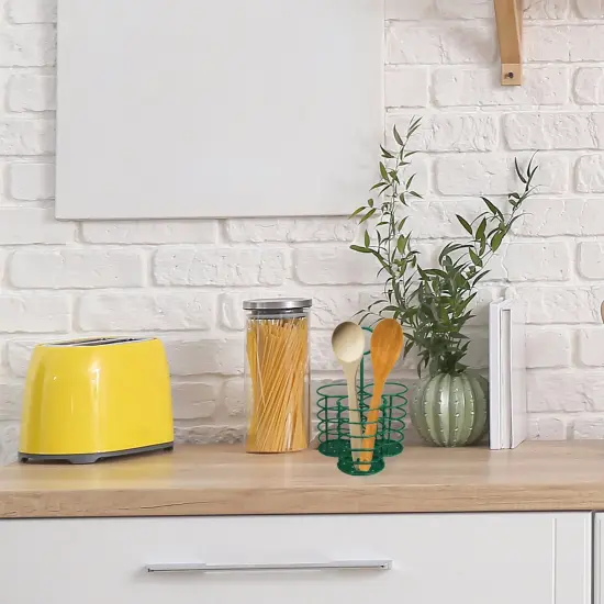 Avon 10" Green 3-Slot Metal Utensil Holder {4}