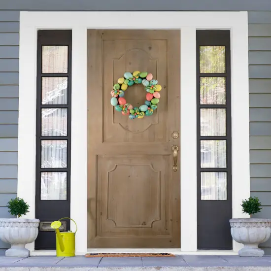 Northlight Decorated Easter Egg Twig Wreath - 14" Pink {4}