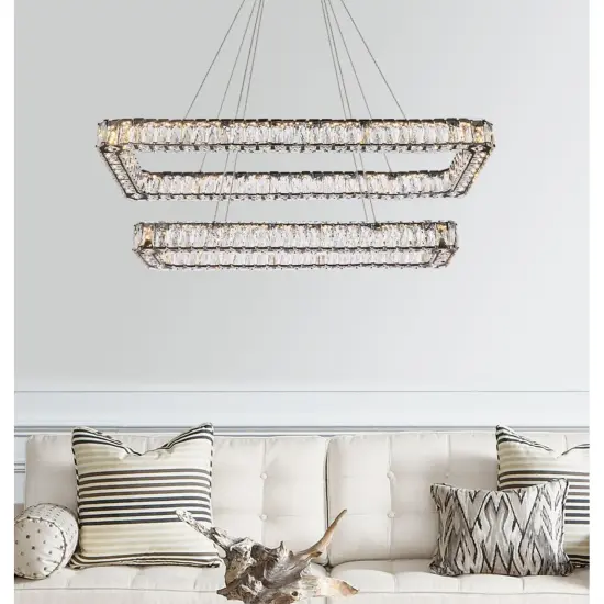 Monroe 42 inch LED double rectangle pendant in black {2}