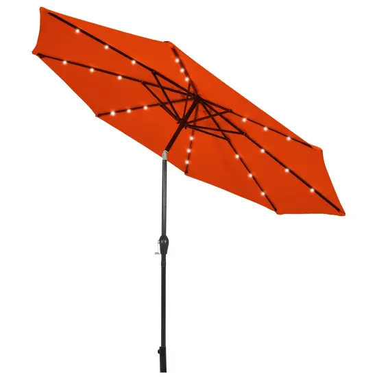 Costway 10FT Patio Solar Umbrella LED Patio Market Steel Tilt W/Crank Outdoor OrangeBlue New {2}