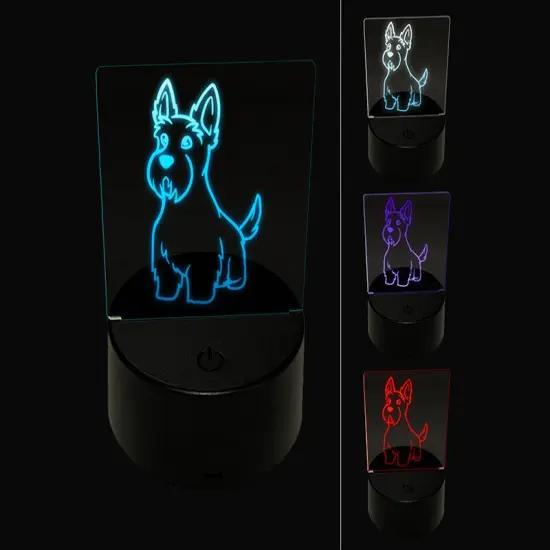 Scottish Terrier Dog Sitting 3D Illusion LED Night Light Sign Nightstand Desk Lamp {1}