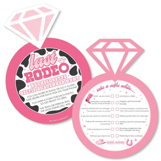 Big Dot of Happiness Last Rodeo - Selfie Scavenger Hunt - Pink Cowgirl Bachelorette Party Game - Set of 12 {1}