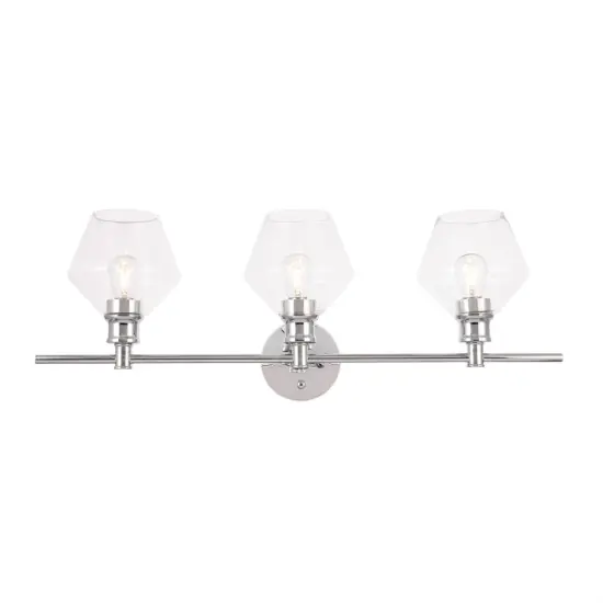 Gene 3 light Chrome and Clear glass Wall sconce {1}