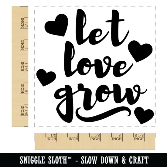 Let Love Grow with Hearts Square Rubber Stamp for Stamping Crafting {1}