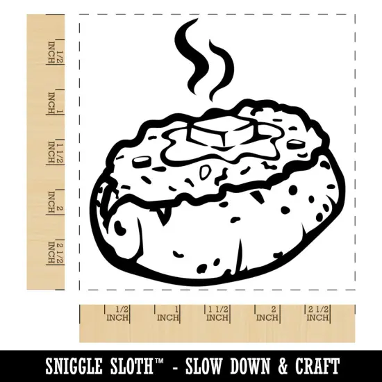 Hot Baked Potato with Chives and Butter Square Rubber Stamp for Stamping Crafting {1}