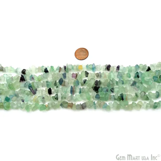 Flourite Chip Beads, 34 Inch, Natural Chip Strands, Drilled Strung Nugget Beads, 7-10mm, Polished, GemMartUSA (CHFL-70004) {2}