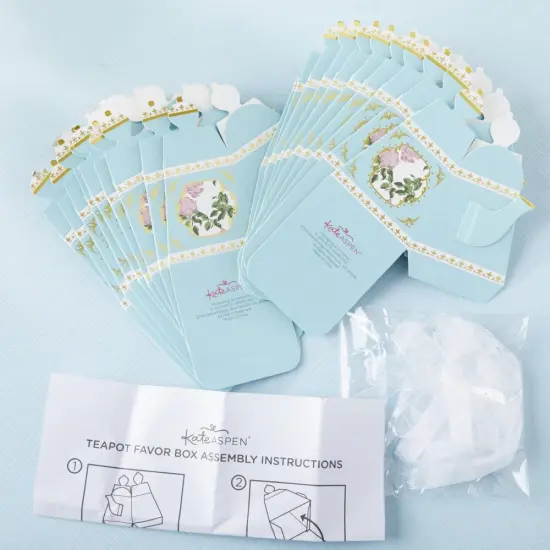 Tea Time Whimsy Teapot Favor Box - Blue (Set of 24) {6}
