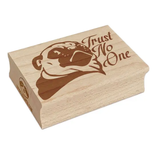 Trust No One Pug Suspicious Rectangle Rubber Stamp for Stamping Crafting {7}