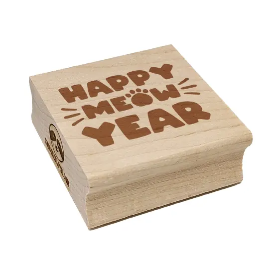 Happy Meow New Year Cat Funny Square Rubber Stamp for Stamping Crafting {7}