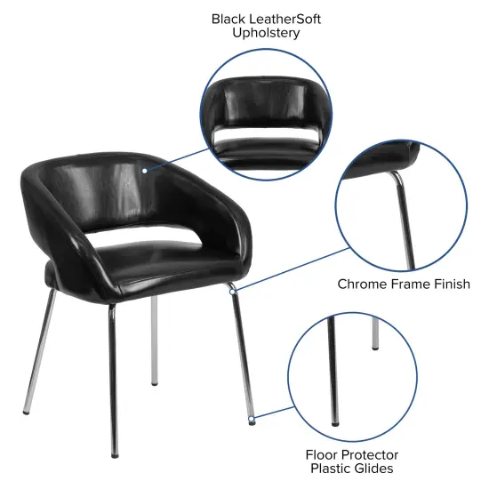 Emma and Oliver Contemporary LeatherSoft Side Reception Chair Black {2}