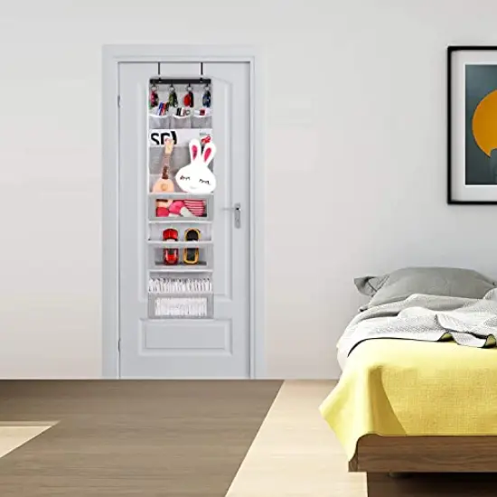 VICTORICH All-IN-ONE Over the Door Organizer, Super Behind the Door Storage Organizer with Door Rack and Large Clear Windows, Wall File Organizer, Hanging Organizer (1 Pack, Silk Printing Grey) {2}