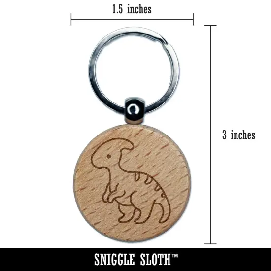 Baby Nursery Parasaurolophus Dinosaur Engraved Wood Round Keychain Tag Charm {2}