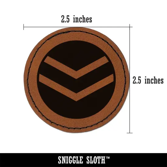 Chevron Arrow in Circle Round Iron-On Engraved Faux Leather Patch Applique - 2.5" Brown {3}