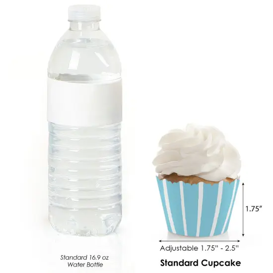 Big Dot of Happiness Blue Stripes - Simple Party Decorations - Party Cupcake Wrappers - Set of 12 {4}