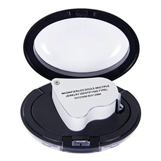 30X 60X Dual Lens LED Illuminated Jewelry Magnifier, Pocket Microscope Magnifying Jewelers Eye Loupe Glasses {3}