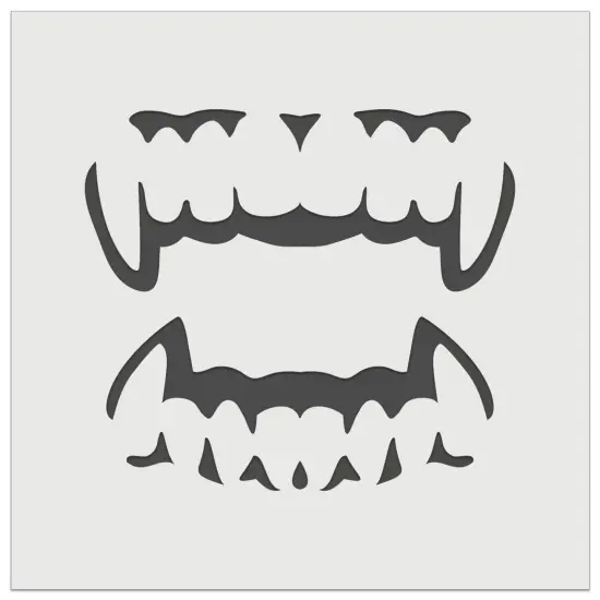 Vampire Teeth Fangs Jaws Mouth Halloween Wall Cookie DIY Craft Reusable Stencil {7}
