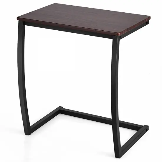 Costway Sofa Side End Table C-shaped Coffee Tray Laptop Snack Stand with Steel Frame {1}