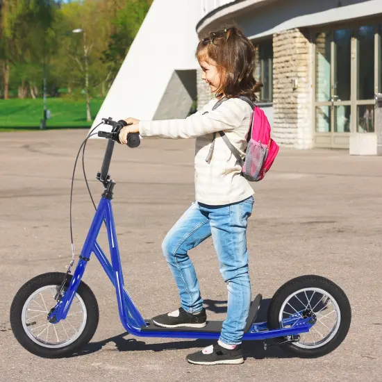 Height Adjustable Kid Kick Scooter with 12 Inch Air Filled Wheel Navy {6}