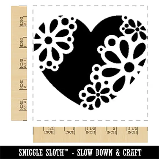 Delicate Floral Heart Square Rubber Stamp for Stamping Crafting {1}