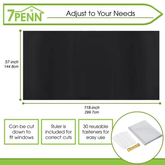 7Penn Temporary Blackout Shades - 57 x 118in Window Black Out Curtain Blinds {2}