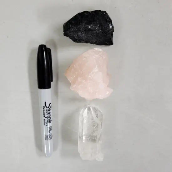Love & Protection Bundle, Black Tourmaline, Rose Quartz, Quartz Crystal Point {3}
