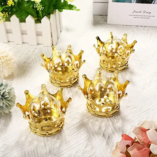 Gold Fillable Crown with Dome Party Favors Decorative Crown Candy Storage Boxes Fillable Golden Crown Candy Containers for Baby Shower Princess Birthday Party Supplies (15 Pieces) {5}