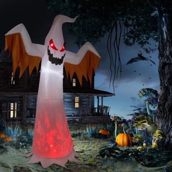 12ft 4pcs LED Lights Giant Scary Ghost Flames and Flashing Red Eyes Inflatable Halloween Decoration {2}
