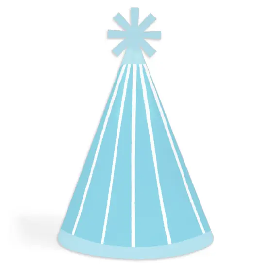 Big Dot of Happiness Blue Stripes - Cone Happy Birthday Party Hats for Kids and Adults - Set of 8 (Standard Size) {1}