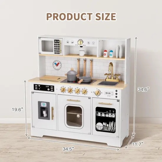 Toddler Kitchen Playset, Play Kitchen Sets for Kids with Plenty of Play Features,Sink,Oven,Range Hood,Stove,Dishwasher,Coffee Maker,Ice Maker and Microwave {2}