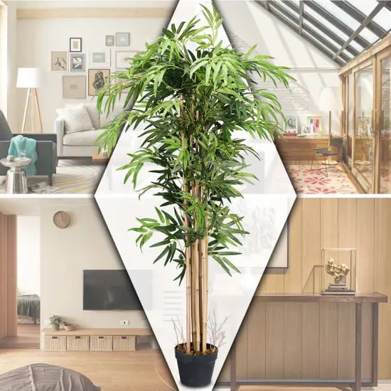 5-Feet Artificial Bamboo Silk Tree Indoor-Outdoor Decorative Planter {4}