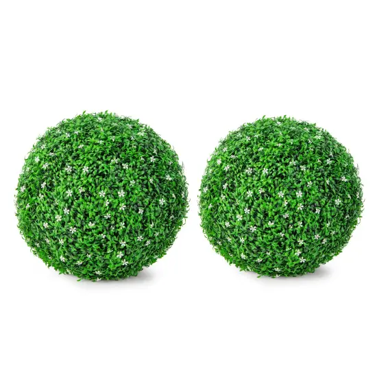 2 PCS Holly Artificial Topiary Balls 19.5 Inch Faux Boxwood Balls {1}