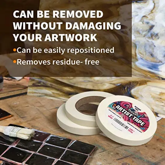 3 Pack White Artist Tape - Masking Artists Tape for Drafting Art Watercolor Painting Canvas Framing - Acid Free 0.6inch Wide 540FT Long Total {1}