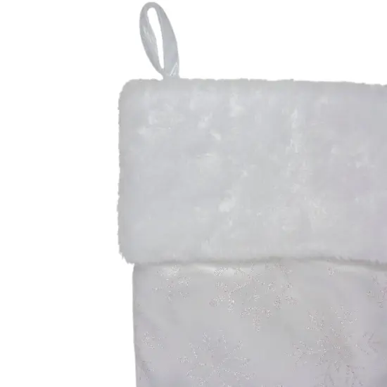 Northlight 20.5" White Iridescent Glittered Snowflake Christmas Stocking {4}