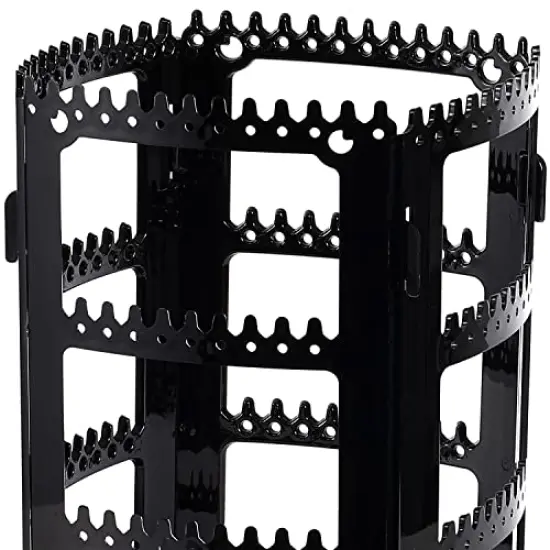 Sooyee 360 Rotating Earring Holder and Jewelry Organizer, 4 Tiers Jewelry Rack Display Classic Stand, 156 Holes and 160 Grooves for Necklaces Earrings Piercings, Black {3}