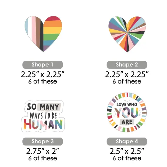 Big Dot of Happiness So Many Ways to Be Human - DIY Shaped Pride Party Cut-Outs - 24 Count {3}