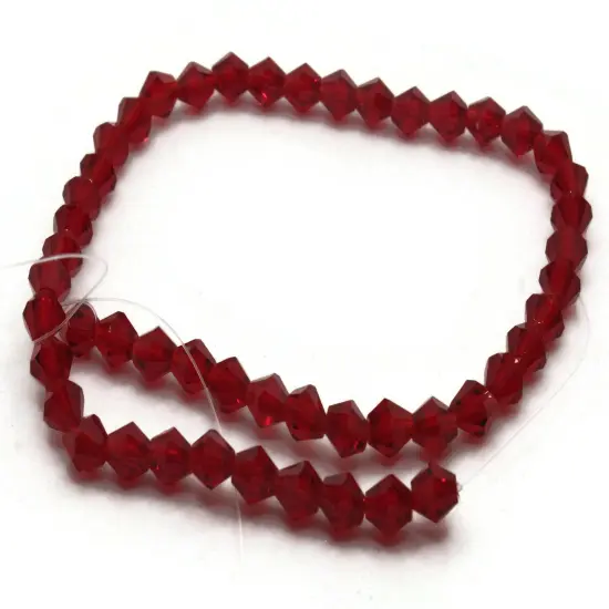 49 6mm Red Glass Faceted Bicone Beads {3}