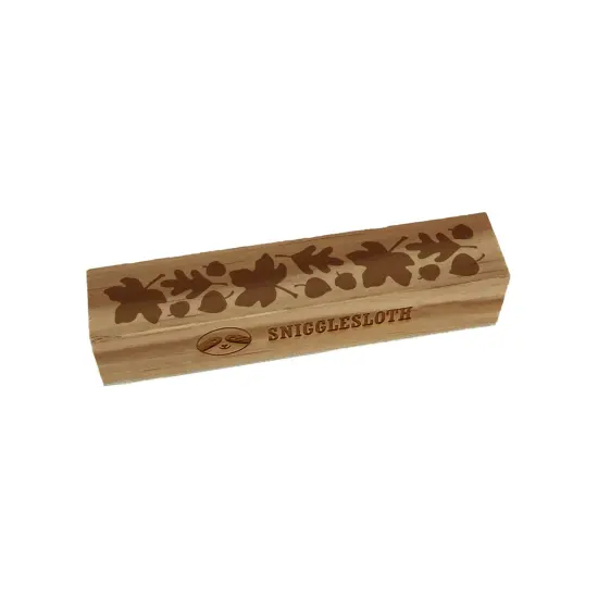 Fall Leaf Border Oak Maple Leaves Acorns Rectangle Rubber Stamp for Stamping Crafting {7}