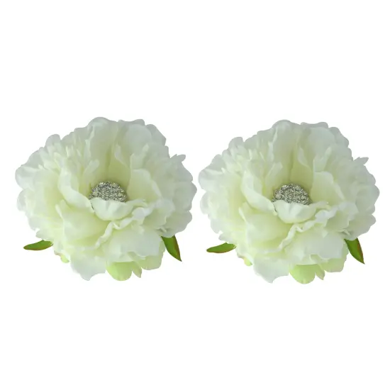 Allstate Jeweled Peonies Artificial Floating Flowers - 4.5" - White - Set of 2 {1}