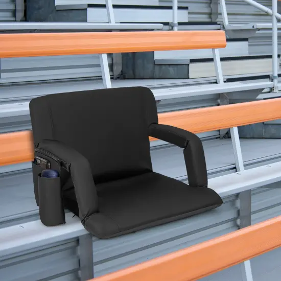 Costway 1/2 PCS Stadium Seat for Bleachers Bleacher Chair with 6 Adjustable Positions Back Support Black {3}