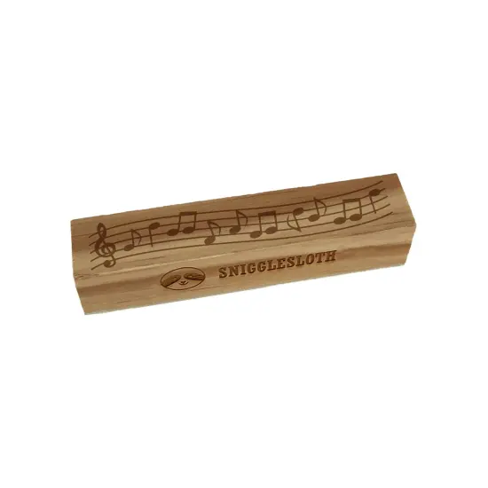 Music Staff with Notes Rectangle Rubber Stamp for Stamping Crafting {2}