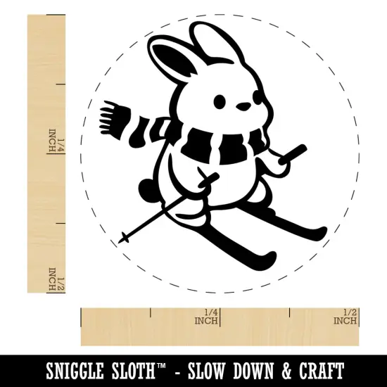 Ski Rabbit Bunny Slopes Snow Rabbit Self-Inking Rubber Stamp Ink Stamper for Stamping Crafting Planners Lime Green {1}