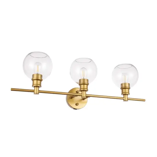 Collier 3 light Brass and Clear glass Wall sconce {5}