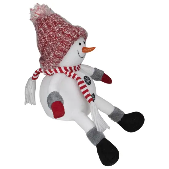 Northlight Sitting Winter Snowman Christmas Decoration - 16" - Red and White {4}