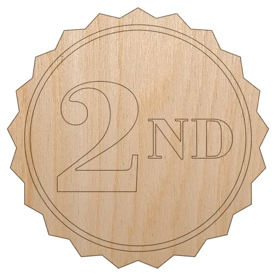Second 2nd Place Circle Award Unfinished Wood Shape Piece Cutout for DIY Craft Projects {7}