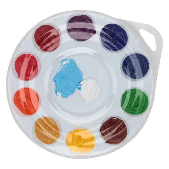 Creative Mark 10-Well Round Plastic Paint Palette - Packs of 12, Durable, Reusable, Solvent-Resistant, with Oversized Paint Wells For Students, Artists, Teachers - 7.4ml (0.25oz) per Well {5}