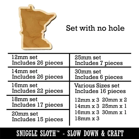 Minnesota State Silhouette Mini Wood Shape Charms Jewelry DIY Craft {1}