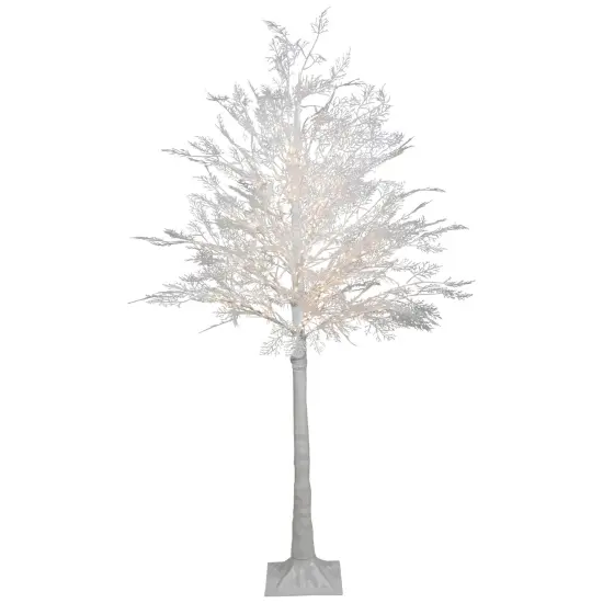 Northlight 5' LED Lighted White Lace Artificial Christmas Tree - Warm White Lights {1}