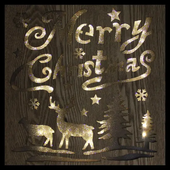 Diva At Home 12" Lighted Wooden "Merry Christmas" Christmas Wall Decoration Brown {4}